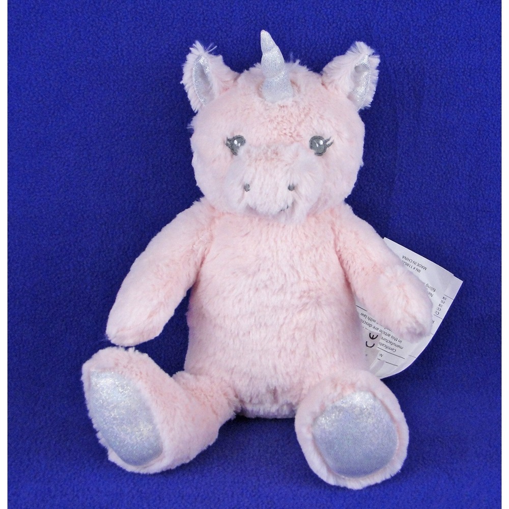 Manhattan Kids Unicorn Plush Pale Pink Stuffed Animal 14 Inch Silver Horn Soft